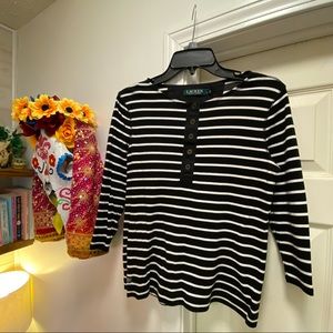 Ralph Lauren Striped 3/4 Sleeve top rustic